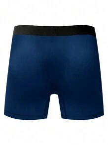 Men Color Block Printed Boxer Briefs With Contrast Trim - Blue - View 2