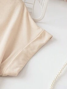 SHEIN VCAY Đầm mùa hè rộng rãi, cổ tròn, tay ngắn, thoải mái dành cho nữ - Màu be - Xem 4