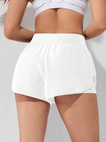 Exploreva Solid Color Sports Shorts With Built-In Lining, Summer Comfy Short Sweater Shorts