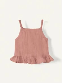 Cozy Pixies Baby Girl Casual Floral Printed Ruffled Strap Top - Dusty Pink - View 2