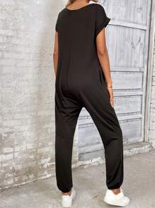 Chiquease Tuta  con cavallo basso e spalle oblique per il tempo libero - nero - Visualizzare 2