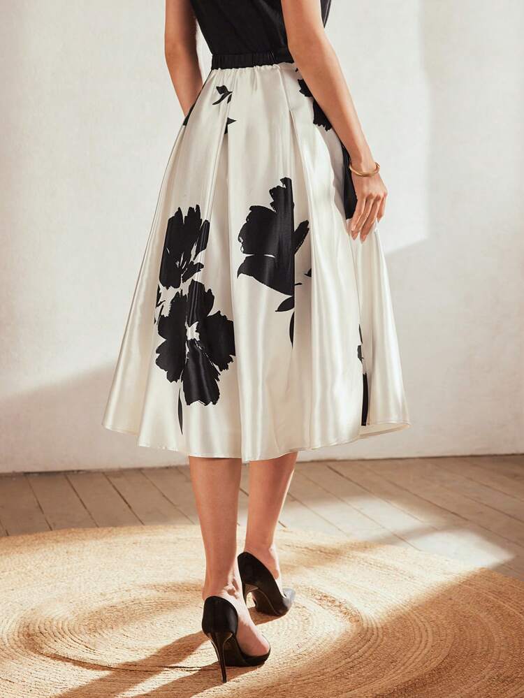 MOTF Classy FLORAL PRINTED FLARE SKIRT