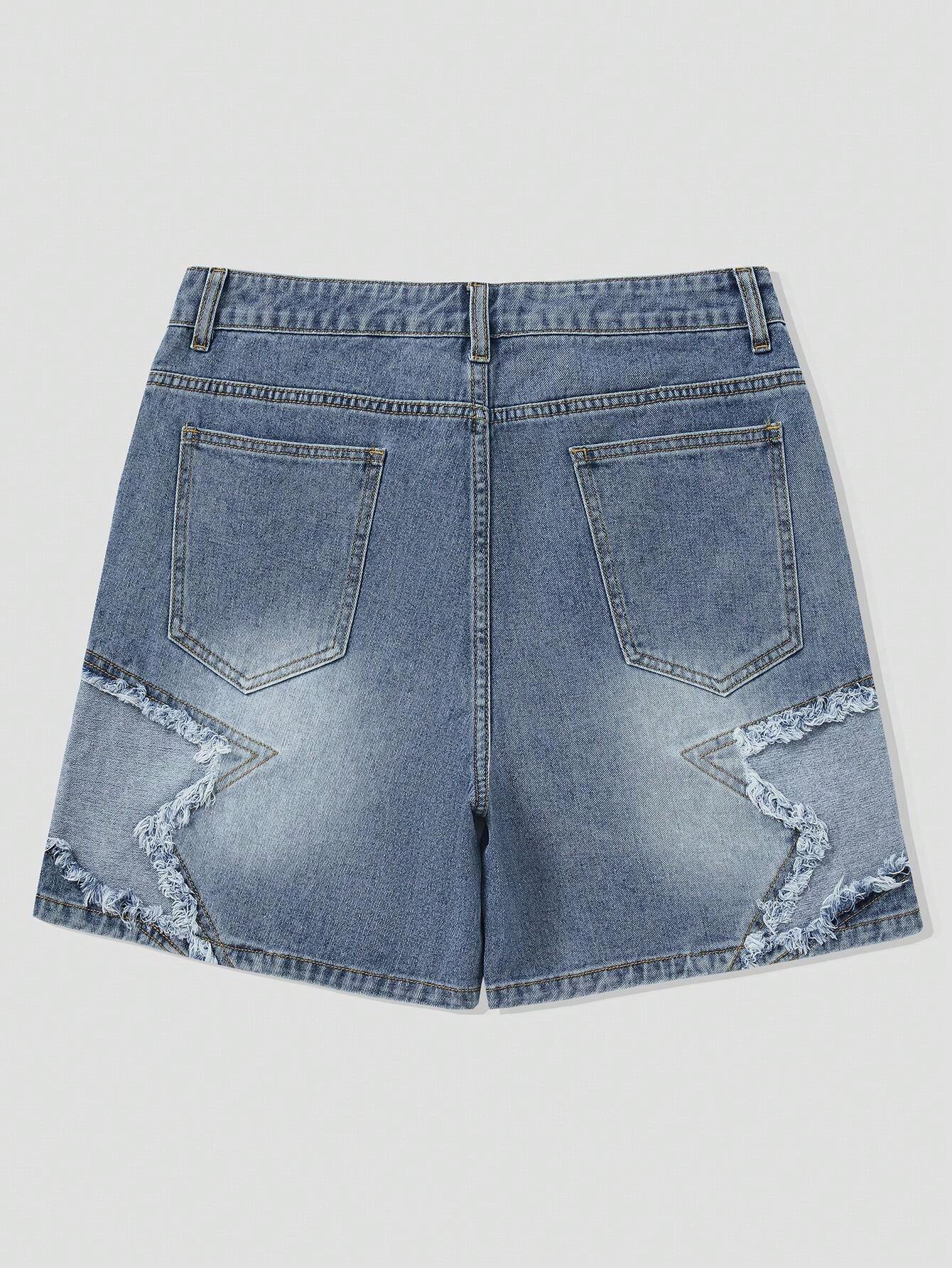 Our Street Life Men Summer Casual Frayed Hem Denim Shorts