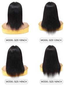 Straight V Part Wig 150 Density Natural Black Color No Leave Out 4.5x2 Nature Color Lace Human Hair