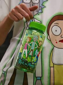 Rick and Morty X SHEIN Cartoon Character And Letter Print 800ml/28oz Cold Water Bottle - Green - View 2