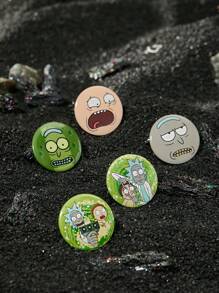 Rick and Morty X SHEIN 5 cái Hoạt hình In Huy hiệu Trâm cài Bộ - Nhiều màu - Xem 2