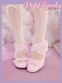 Dola Lovely Ladies Cute Girl Style Sweet Simple Bow Lace Lace Round Toe High Heel Comfortable Fashion Shoes, Graduation Heel, Prom Heels For Summer Spring Shoes Spring Break Easter