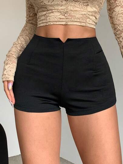DAZY Short de mujer de unicolor y estilo sencillo para el verano