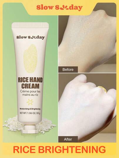 SlowSunday Rice Hand Cream, With Niacinamide, Shea Butter, Rice Extract, Brightening, Long-Lasting Moisturizing, Refreshing And Non-Greasy, Long-Lasting Fragrance, Cozy Fall & Winter Styles, Suitable For Autumn Winter, Y2K, For Halloweens, Party & Gifts, Thanksgiving & New Year, Thank You Gift, For Christmas,  Christmas Gifts