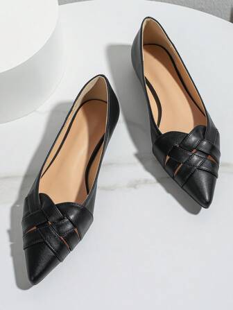 2025秋季新款黑色平底镂空软底女鞋（鞋面随机）