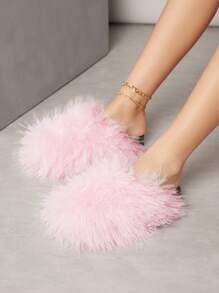 SHUZIA Pantuflas para el hogar de mujer con detalles de combinación y esponjosas - Rosa - Ver 4