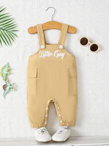 Infant Spring/Summer One-Piece Stylish Printed Overalls Jumpsuit - Khaki - View 1