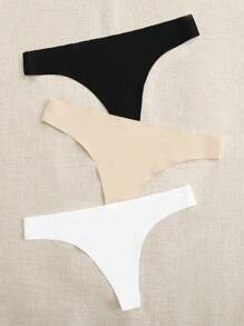 SHEIN Daily&Casual 3pcs Solid Sexy Sports Thong - Multicolor - View 6