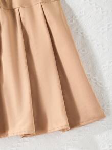 SHEIN Tween Girl Casual College Style Short Sleeve T-Shirt And Skirt 2pcs Set