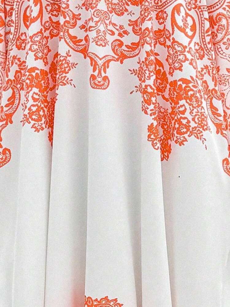 Women Vacation Style Floral Print Batwing Sleeve Long Loose Open-Front Casual Coat