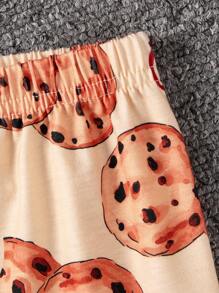 SHEIN Conjunto de pijama de verano para niña preadolescente resistente a las llamas, transpirable y cómodo, con mangas cortas y pantalones cortos.