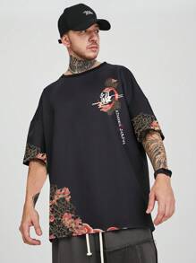 Men's Round Neck Digital Printed Short Sleeve T-Shirt, Summer