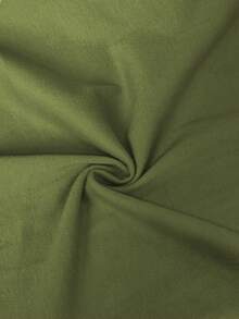 Conjunto de camiseta corta de manga y pantalón cargo recto con cordón suelto de unicolor para el verano - Verde militar - Ver 3