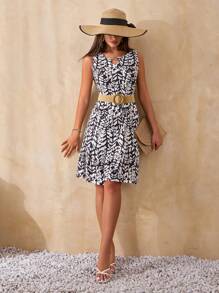 EURMUSE Women Mixed Printed Dress - Black and White - View 4