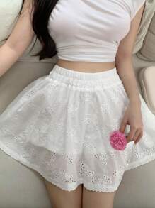 DAZY Ladies Solid Color Simple Elegant Skirt Fall Skirts Vacation Outfits Women Boho - White - View 9