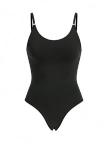 SHAPORA Women's Solid Color Cami Bodysuit Shapewear - Black - View 8