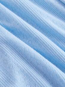 SHEIN MOD Blue Knitted Bodycon Summer Dress In Lining ,With White Embroidery Lace& Ruffle Details,Jacquard Texture Fabric,Bridgerton Milkmaid Dress,Summer Women Outfit,Beach Women Dresses,Cute 
Round Neck Dress