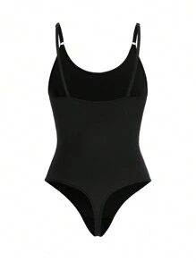 SHAPORA Women's Solid Color Cami Bodysuit Shapewear - Black - View 2