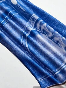 VaVaBold 彈性腰夏季女士緊身短褲，適用於夏季打底短褲 - 藍色 - 查看 7