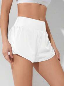 Exploreva Solid Color Sports Shorts With Built-In Lining, Summer Comfy Short Sweater Shorts