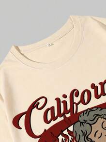 ROMWE MEN Street Life Camiseta con estampado de letra y ángel para hombres, escuela