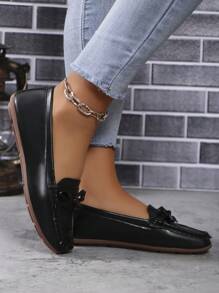 2025 Autumn Women Loafers, Summer 2024 New Arrivals, Korean Style, Slip-Resistant Soft Sole Shoes, White, Breathable, Comfortable Nurse Shoes Valentines - Black - View 3