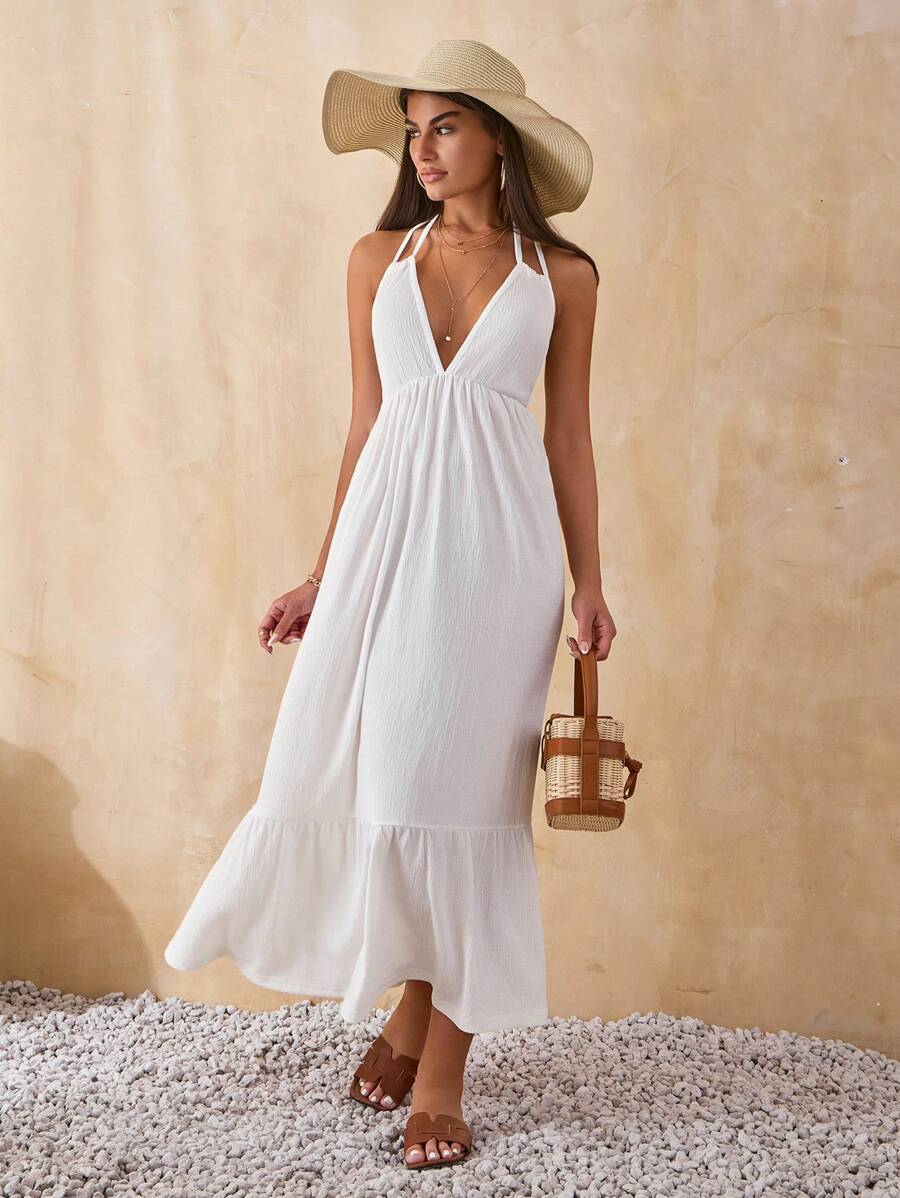 RueChic Vestido largo blanco Vcay para vacaciones