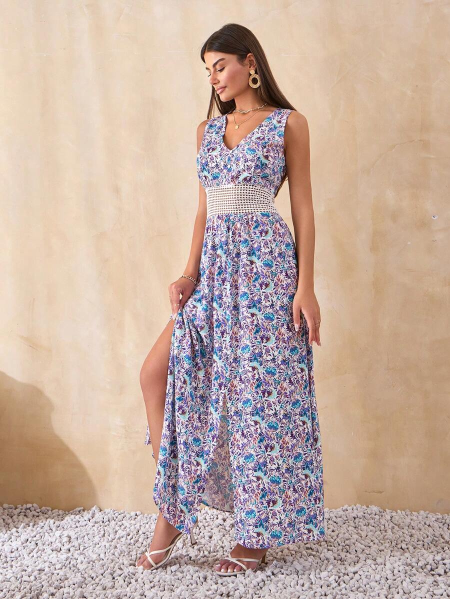SHEIN Cottnline WOMEN BOHO VCAY DRESS - Purple - View 1