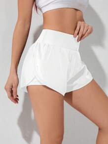 Exploreva Solid Color Sports Shorts With Built-In Lining, Summer Comfy Short Sweater Shorts