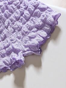 Baby Girl Solid Textured Stretchy Popcorn Top And Shorts Set, Elegant And Cute Fashion