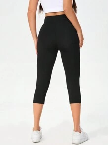 SHEIN Essnce Casual Heart Graphic High Waist Tight Women's 3/4 Length Leggings Bike Shorts, Spring/Summer