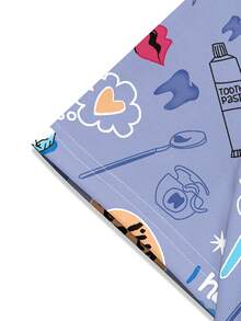 Fashionable Teeth Print Short Sleeve Scrub Uniforms Top - Mauve Purple - View 3