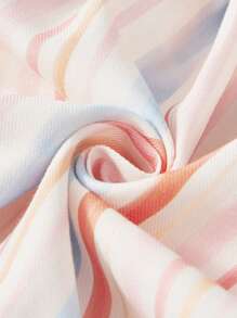 Baby Girl Striped Ruffle Sleeveless Round Neck Jumpsuit With Elastic Waistband - Pink - View 6