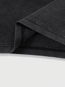 ROMWE MEN Street Life Áo thun nam tay ngắn JDM Nhật Bản xinh đẹp in hình cô gái đua xe đã giặt, phong cách cổ điển mùa hè - màu đen - Xem 4