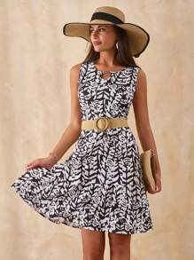 EURMUSE Women Mixed Printed Dress - Black and White - View 3