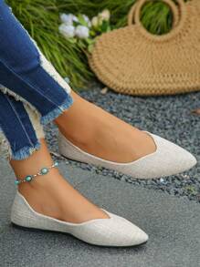 Women's Pointed Toe Ballet Flats In Light Pink, Slip-On Casual Shoes For Spring & Autumn, Fits Size 35-45 - Multicolor - View 4