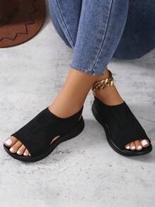 Sandal nữ đế dày thoáng khí kiểu La Mã, phong cách cổ tích thường ngày, sandal thể thao kiểu INS cho mùa hè 2024, phụ kiện du lịch thiết yếu. - màu đen - Xem 4