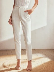 MOTF Classy QUẦN MẶT TRƯỚC TÚI NGƯỢC RẮN - trắng - Xem 4