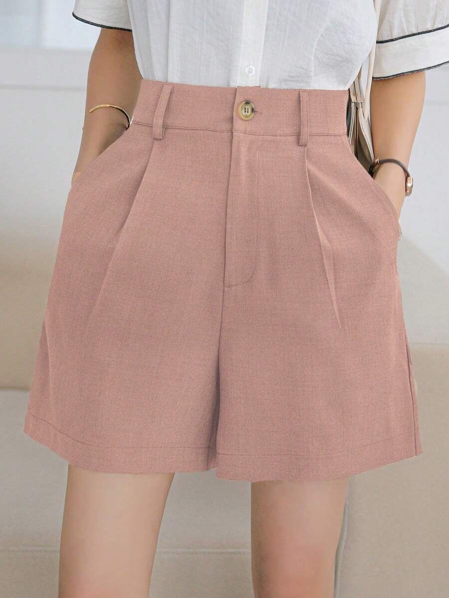 DAZY Ladies' Fashionable Simple Solid Color Casual Shorts Summer - Pink - View 1