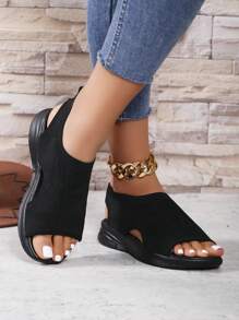 Sandal nữ đế dày thoáng khí kiểu La Mã, phong cách cổ tích thường ngày, sandal thể thao kiểu INS cho mùa hè 2024, phụ kiện du lịch thiết yếu. - màu đen - Xem 5