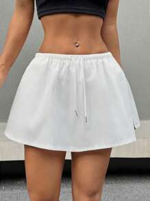 SHEIN EZwear Women Drawstring Side Striped Summer Casual Skirt