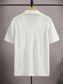 Manfinity Homme Áo dệt kim ngắn tay màu trơn dành cho kỳ nghỉ của nam giới - trắng - Xem 2