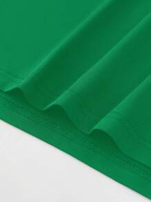 SHEIN Clasi Kỳ nghỉ hè Áo thun dây tay cánh dơi màu trơn thường ngày - màu xanh lá - Xem 3