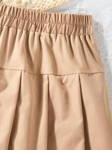 SHEIN Tween Girl Casual College Style Short Sleeve T-Shirt And Skirt 2pcs Set