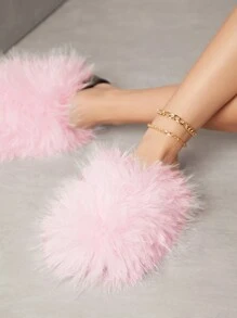 SHUZIA Pantuflas para el hogar de mujer con detalles de combinación y esponjosas - Rosa - Ver 6